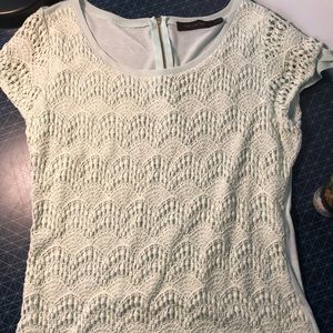 Limited Mint Green Lace Short-Sleeve Shirt Sz M